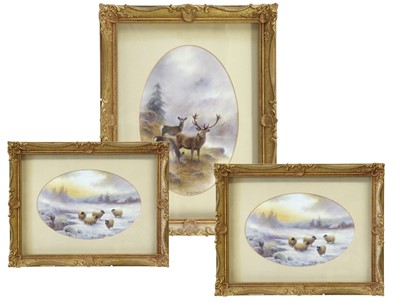 Lot 112 - Three Oval Porcelain Plaques, 20th century, by...