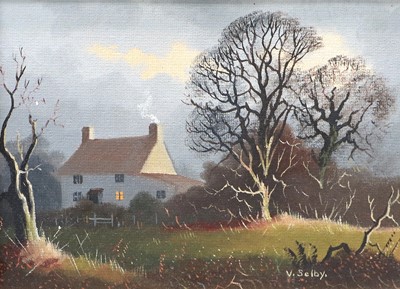 Lot 1095 - Vincent Selby Study of a country cottage in...