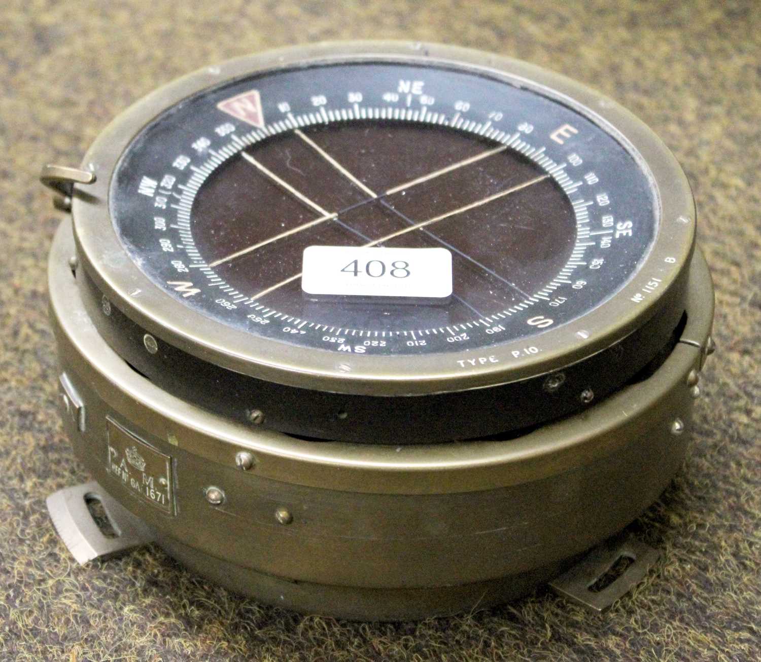 Lot 408 - An RAF P10 Aircraft Cockpit Compass, typically...