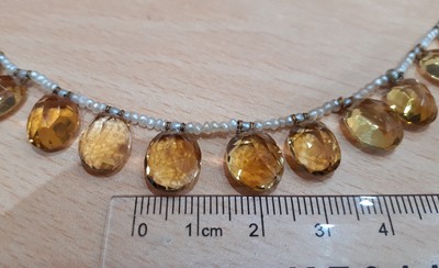 Lot 2091 - A Citrine and Seed Pearl Fringe Necklace the...
