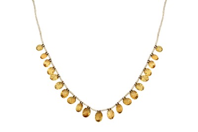 Lot 2091 - A Citrine and Seed Pearl Fringe Necklace the...