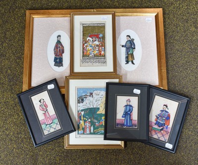 Lot 249 - Five Chinese Gouache Paintings on Pith Paper,...