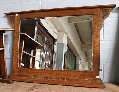 Lot 1484 - A Carved Overmantel Mirror, with bevelled...