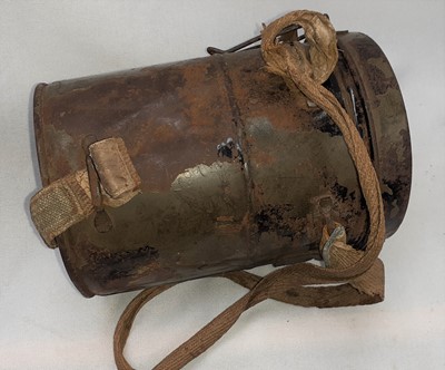 Lot 60 - A First World War German Leather Gas Mask,...