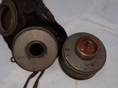 Lot 60 - A First World War German Leather Gas Mask,...