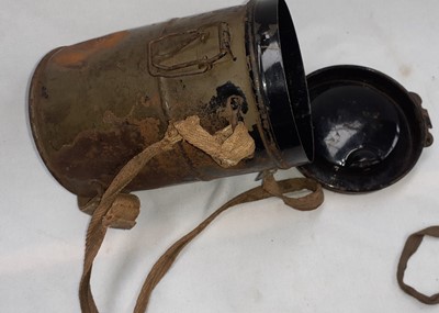 Lot 60 - A First World War German Leather Gas Mask,...