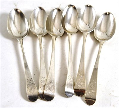 Lot 266 - A set of six George III silver teaspoons, incuse duty mark, London 1784