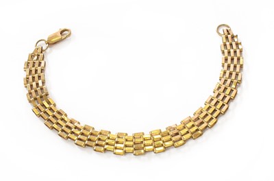 Lot 23 - A 9 Carat Gold Brick Link Bracelet, length 20.4cm