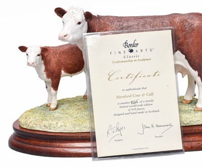 Lot 61 - Border Fine Arts 'Hereford Cow and Calf',...