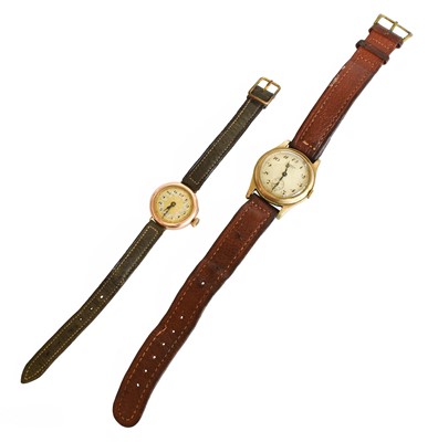 Lot 1 - A 9 Carat Gold J W Benson Wristwatch, together...
