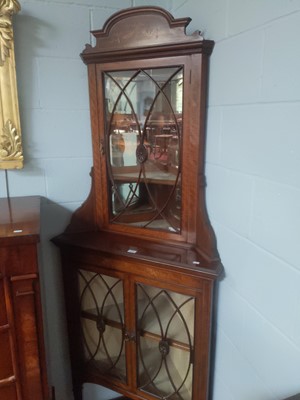 Lot 1131 - An Edwardian Mahogany Standing Corner Cupboard,...