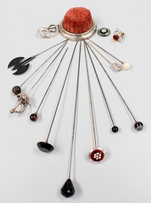 Lot 357 - Early 20th Century Hat Pins and a Silver...