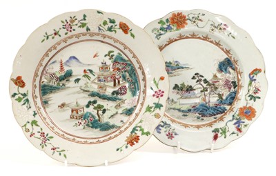 Lot 233 - A Pair of Chinese Porcelain Plates, Qianlong,...