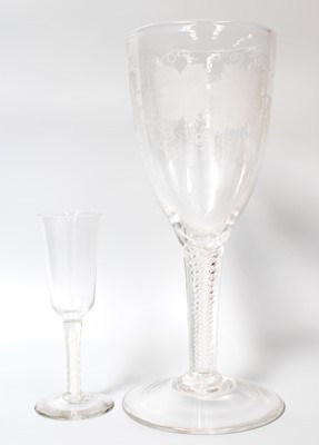 Lot 381 - A Glass Ale Flute, circa 1770, with double...