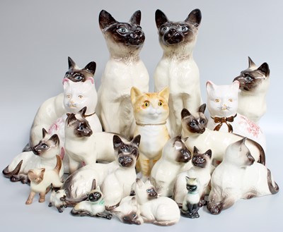 Lot 364 - Beswick Siamese Cats, including two firesides...