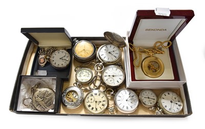 Lot 40 - A Silver Pocket Watch with silver curb link...