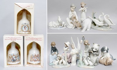 Lot 343 - Five Lladro Figures, nine Nao figures, and...