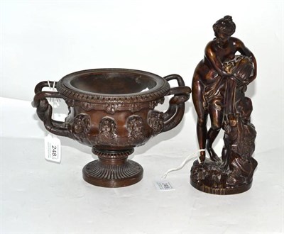 Lot 248 - A Bronze Figure of Venus, after the Antique, standing loosely draped pouring water from an urn onto