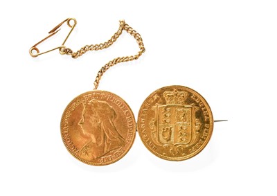 Lot 49 - A Double Half Sovereign Brooch, dated 1885 and...