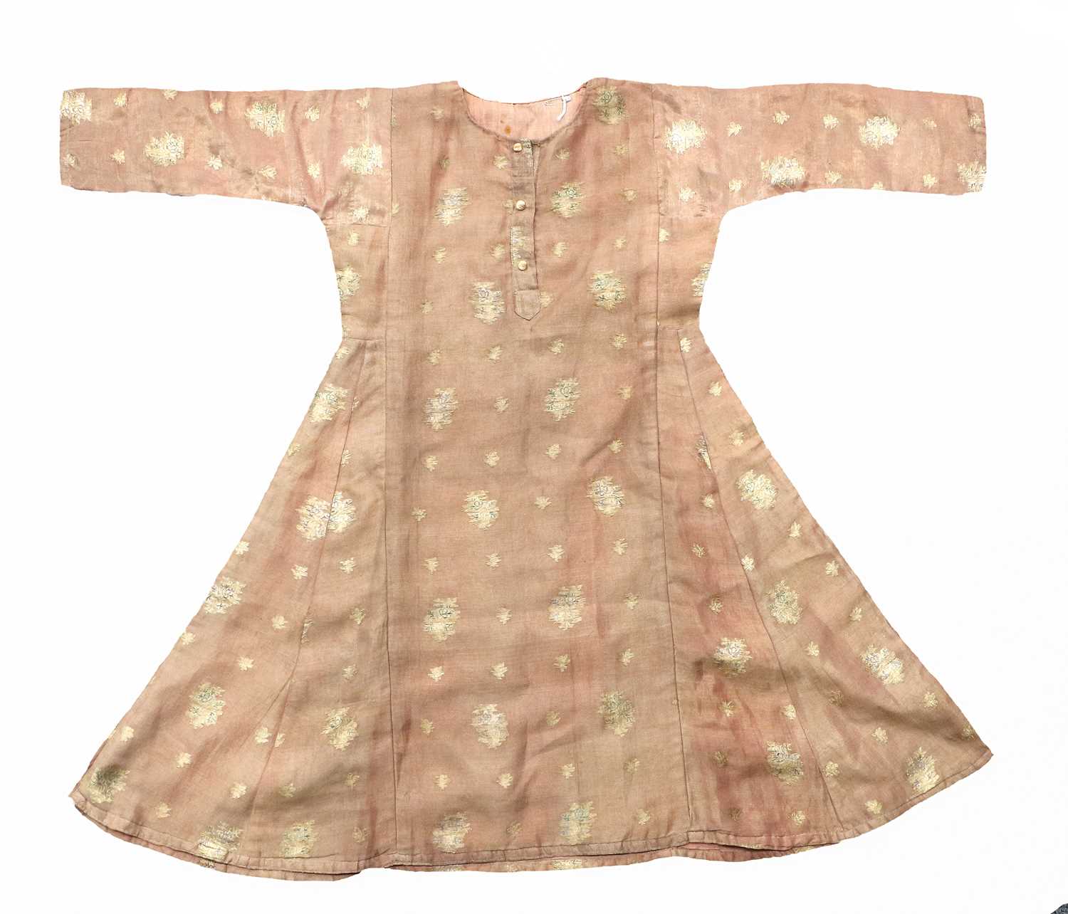 Lot 2061 - A 20th Century Indian Silk Robe, in peach/gold...