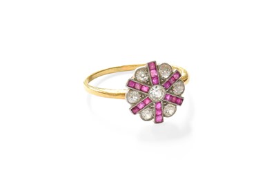 Lot 66 - A Synthetic Ruby and Diamond Cluster Ring,...