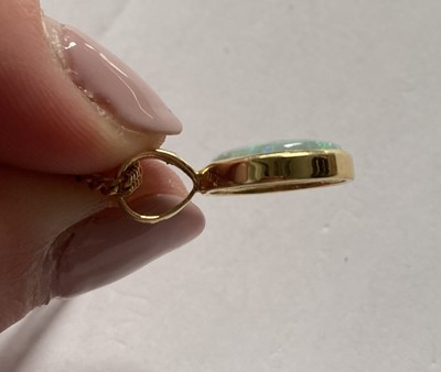 Lot 63 - An Opal and Diamond Pendant on Chain, pendant...