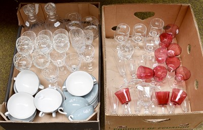 Lot 63 - Set of Eleven Cranberry Glasses, a quantity of...