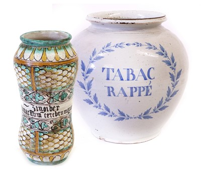 Lot 116 - A Continental Tin Glazed Earthenware Jar, in...