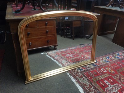 Lot 1137 - A Reproduction Gilt Framed Overmantle Mirror,...