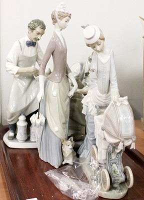 Lot 444 - Four Lladro Figures, Apothecary, Shoemaker,...