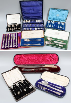 Lot 84 - A Collection of Assorted Cased Sets of Silver...