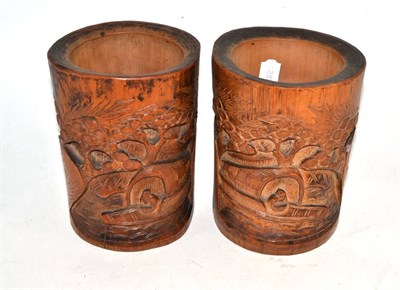 Lot 312 - Pair of Chinese bamboo brush pots