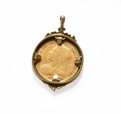 Lot 99 - A Half Sovereign, dated 1896 mounted as a pendant