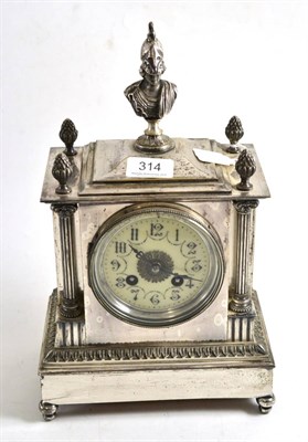 Lot 314 - A French silvered mantel clock