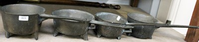 Lot 423 - Four 18th Century European Bronze Saucepans