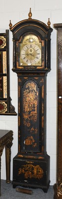 Lot 1247 - A Black Chinoiserie Eight Day Longcase Clock,...