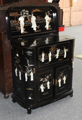 Lot 1252 - A Japanese Black Lacquered Cocktail Cabinet,...