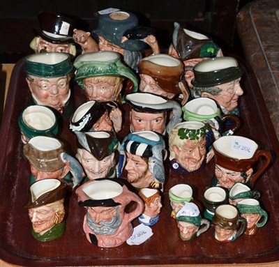 Lot 319 - Seven medium Royal Doulton character jugs - Robin Hood, Mad Hatter, Mr Pickwick, Capn Cuttle,...