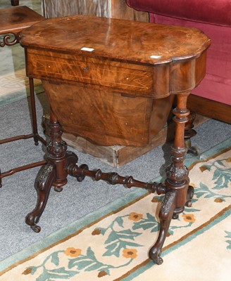 Lot 1293 - A Victorian Walnut and Marquetry-Inlaid Sewing...