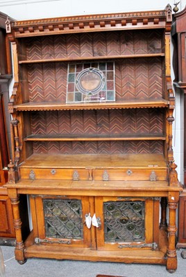 Lot 1120 - A Victorian Oak Puginistic Dresser, with...