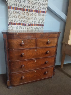 Lot 1130 - A Victorian Mahogany Bow Fronted Chest of...