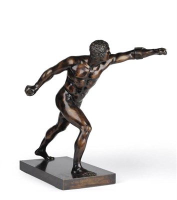 Lot 252 - A Bronze Model of the Borghese Gladiator, after the Antique, standing on a rectangular plinth,...