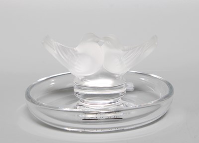 Lot 2 - A Modern Lalique Two Colombes Frosted and...