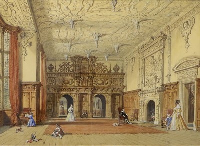 Lot 656 - Joseph Nash (1808-1878) The hall at Crewe Hall,...