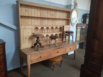 Lot 1128 - A Substantial Pine Farmhouse Kitchen Dresser...