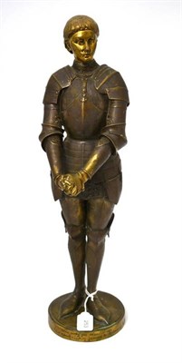 Lot 253 - A Bronze of Jeanne d'Arc, after the model by Louis-Ernest Barrias, standing wearing armour, her...