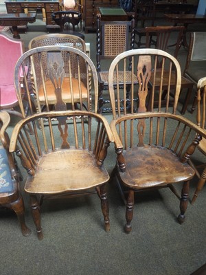 Lot 1163 - Two Similar 19th Century Elm Windsor Chairs,...