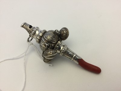 Lot 2349 - A Victorian Silver Child's Whistle, Rattle and Teether