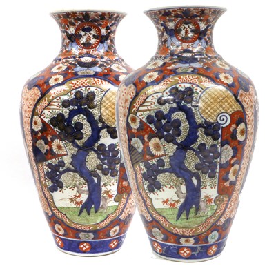 Lot 274 - A Pair of Imari Porcelain Vases, Meiji period,...