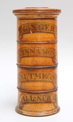 Lot 139 - A Treen Four-Section Spice Tower, mid 19th...